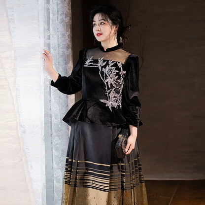 Chinese Long-Sleeve Wedding Hanfu Dress
