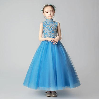 Elegant Kids Princess Evening Gown for Piano Performance & Weddings