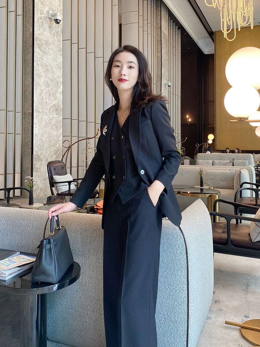 Classic Black 3-Piece Suit Set – Jacket, Vest & Trousers