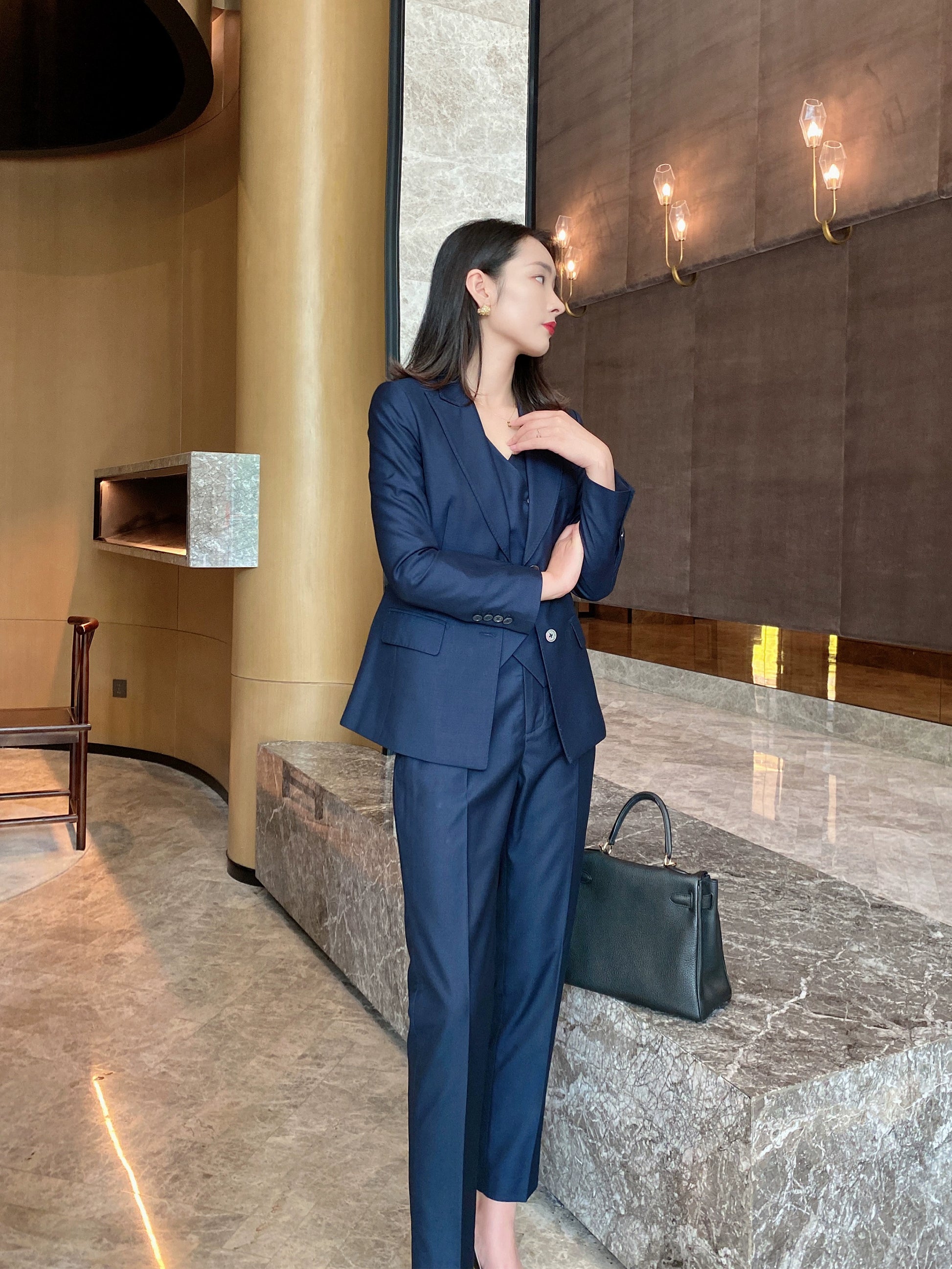 Elegant Spring-Autumn Classic 3-Piece Women's Tailored Suit Set