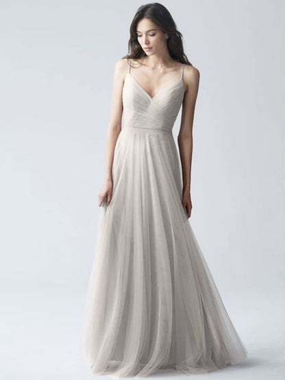 Bridesmaid Dress Mesh A-Line High Waist Long Sleeve