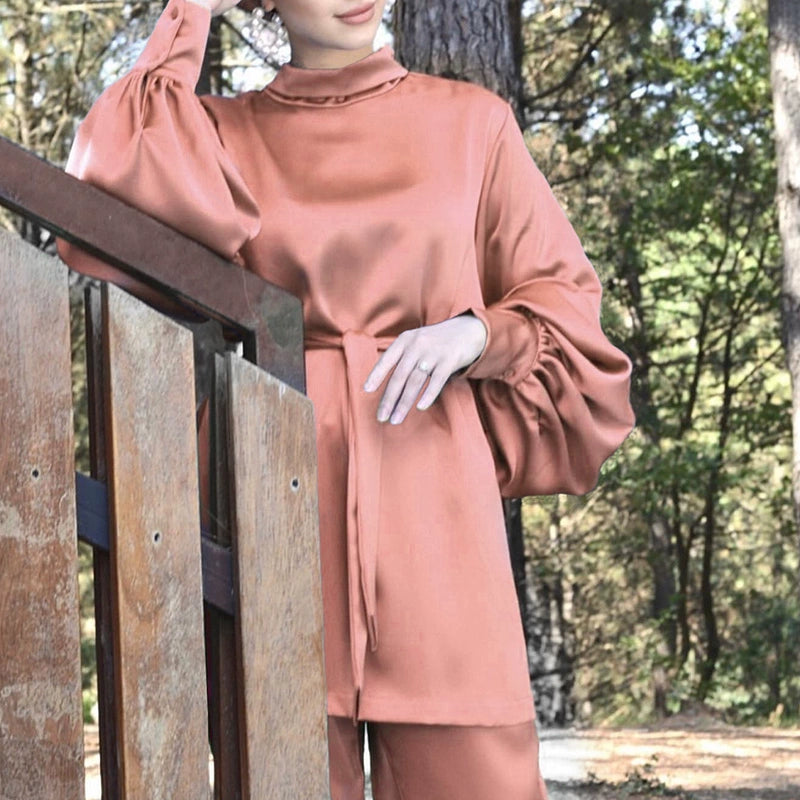 Elegant Arabic Dress Set with Belt Premium Fabric Malaysia Style