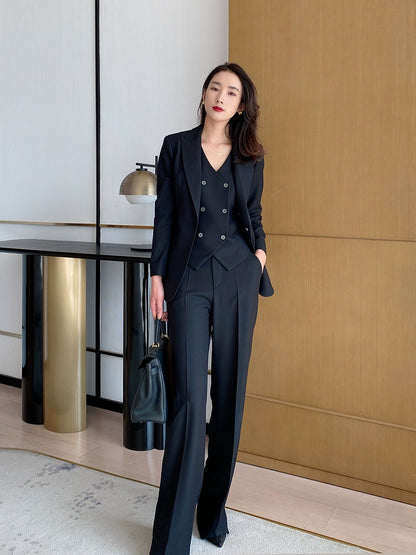 Classic Black 3-Piece Suit Set – Jacket, Vest & Trousers