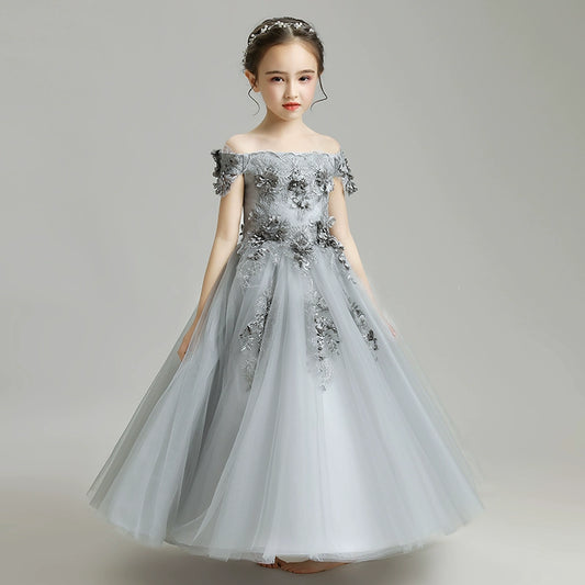 Elegant Princess Wedding Gown: Luxurious Long Evening Dress for Special Occasions