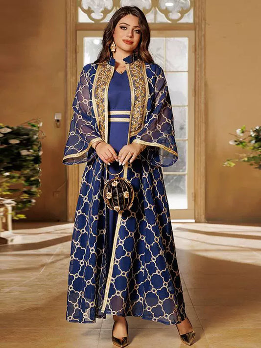 Elegant Arabic Embroidered Cardigan Dress for Elegant Occasions