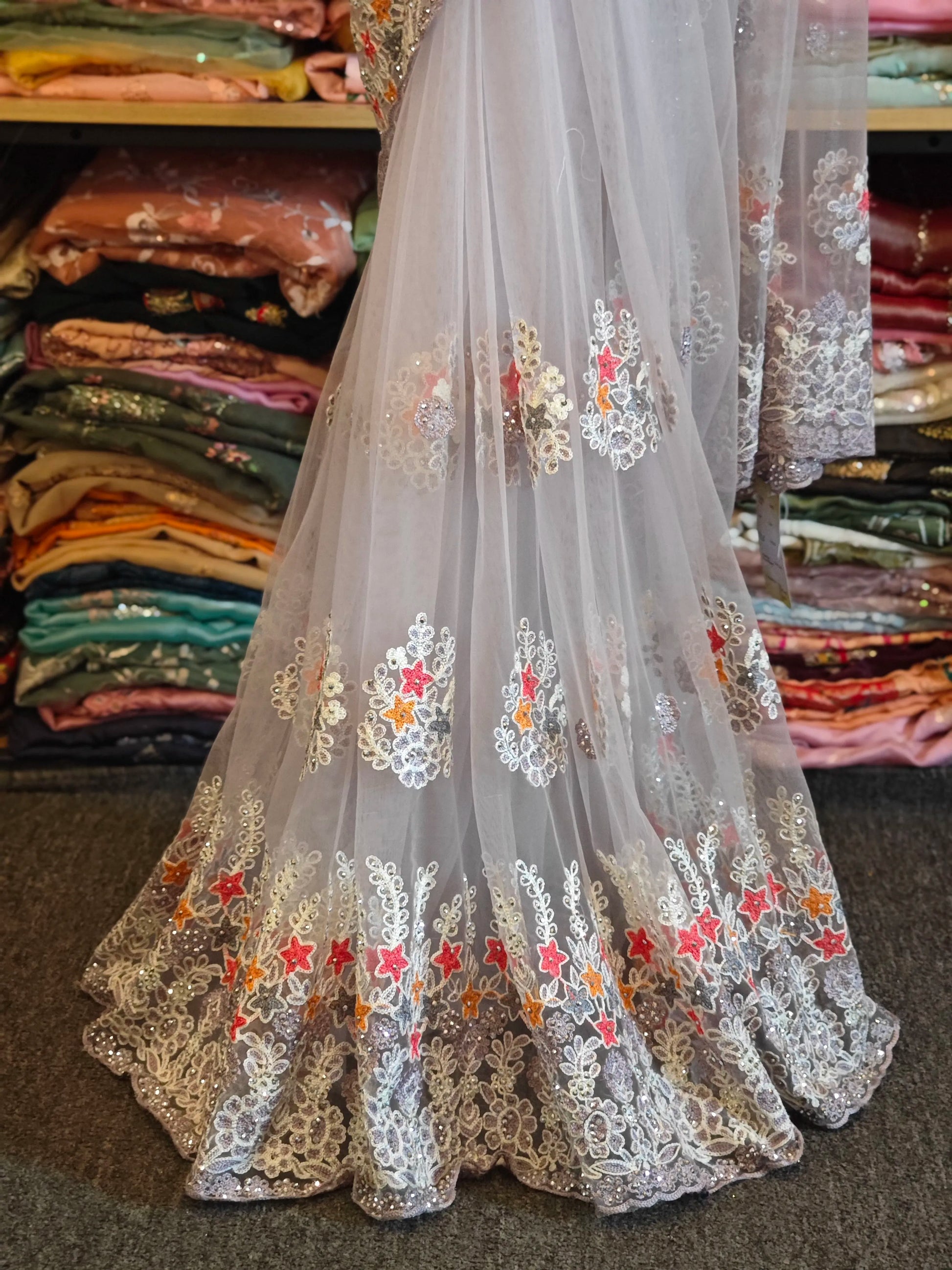 Handmade Indian Beaded Saree