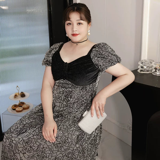 Elegant French Winter Evening Dress Plus Size