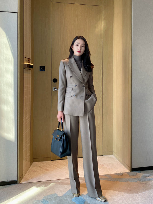 Winter Elite Classic Suit Jacket Set – Gray Camel High‑Quality Custom‑Made