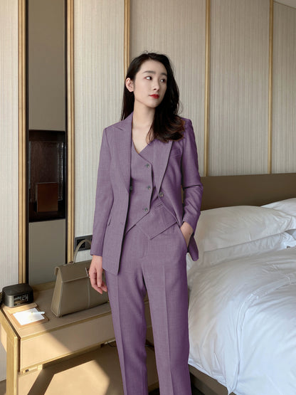 Elegant Autumn Purple 3‑Piece Slim Fit Women’s Suit Set