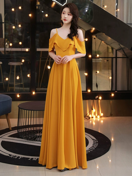 Bridesmaid Dress Simple Cut Bright Catchy Style