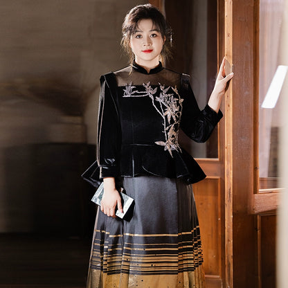 Chinese Long-Sleeve Wedding Hanfu Dress