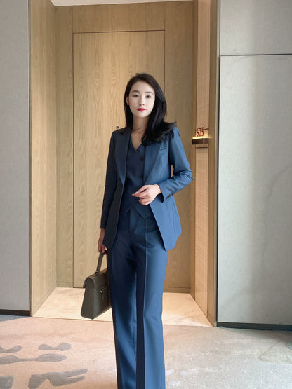 Elegant Dan Qing Three-Piece Women's Suit Set Jacket Vest Trousers