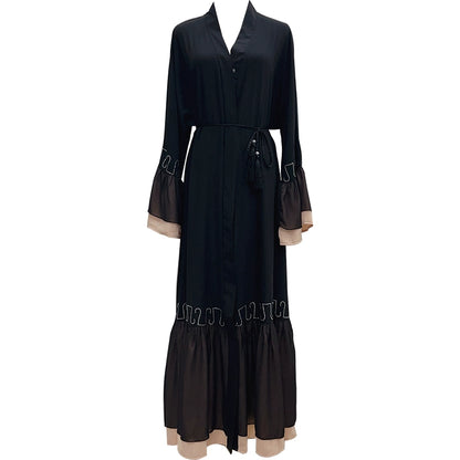 Elegant Black Malaysian Egyptian Long Beaded Skirt with Dubai Style Jacket