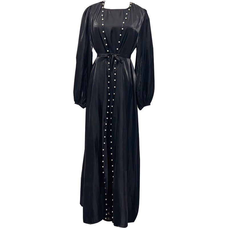 Elegant Arabic Evening Dress Set with Puff Sleeves