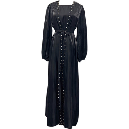 Elegant Arabic Evening Dress Set with Puff Sleeves