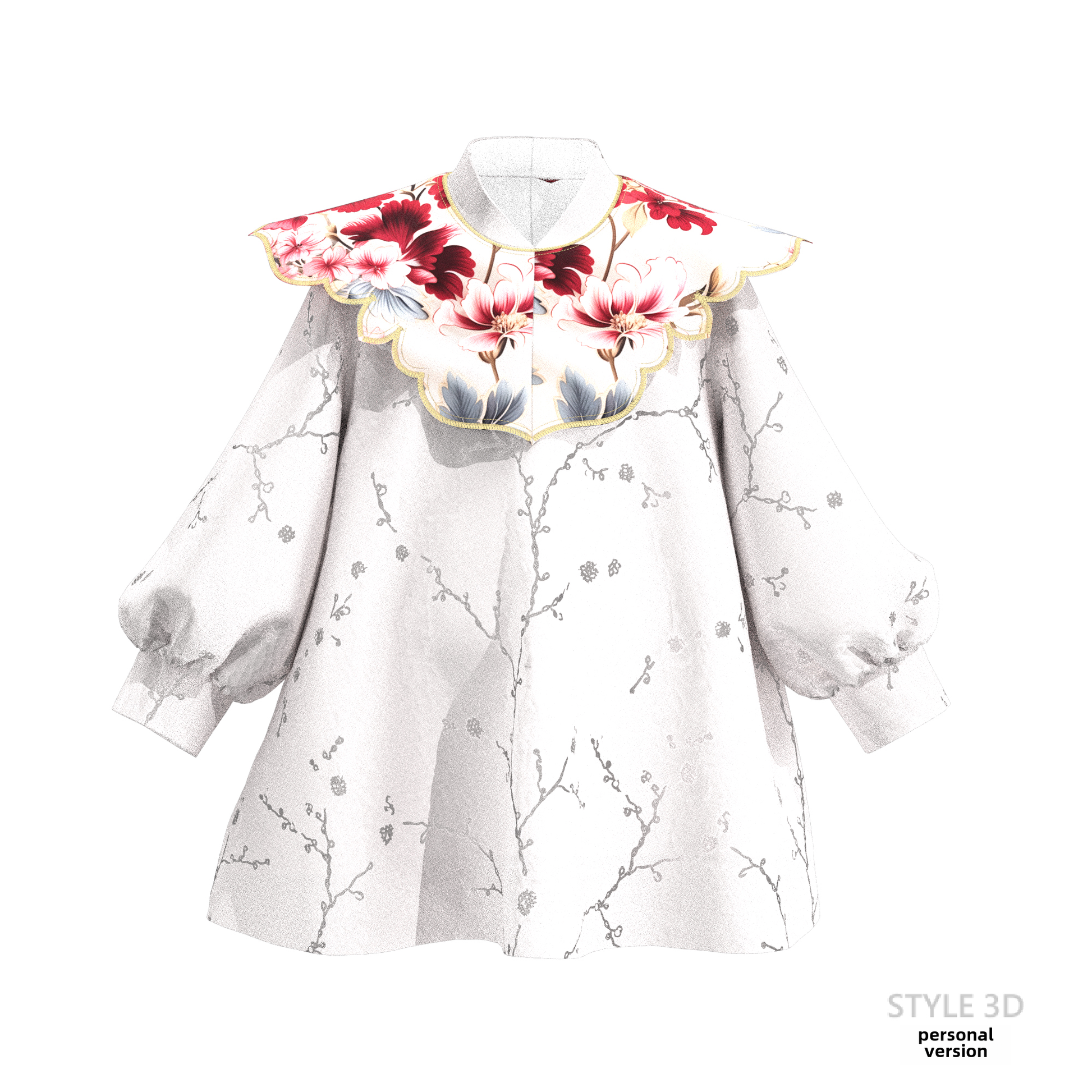 Girls' Jacquard Fabric Stand-Collar Cloud Shoulder Two-Piece Pattern