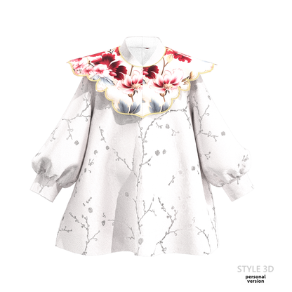 Girls' Jacquard Fabric Stand-Collar Cloud Shoulder Two-Piece Pattern