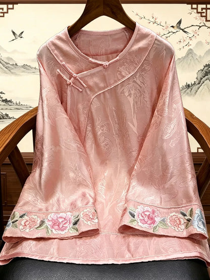 Women's Vintage Chinese Brocade Embroidered Loose Coat