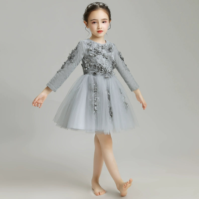Elegant Flower Girl Dress: Fleece Lined Winter Princess Wedding Costume