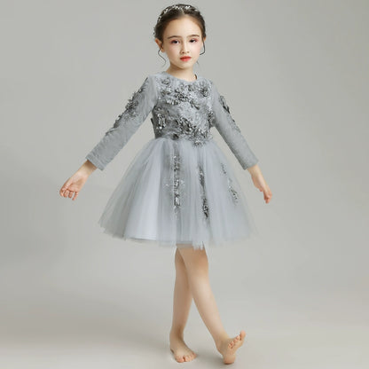Elegant Flower Girl Dress: Fleece Lined Winter Princess Wedding Costume