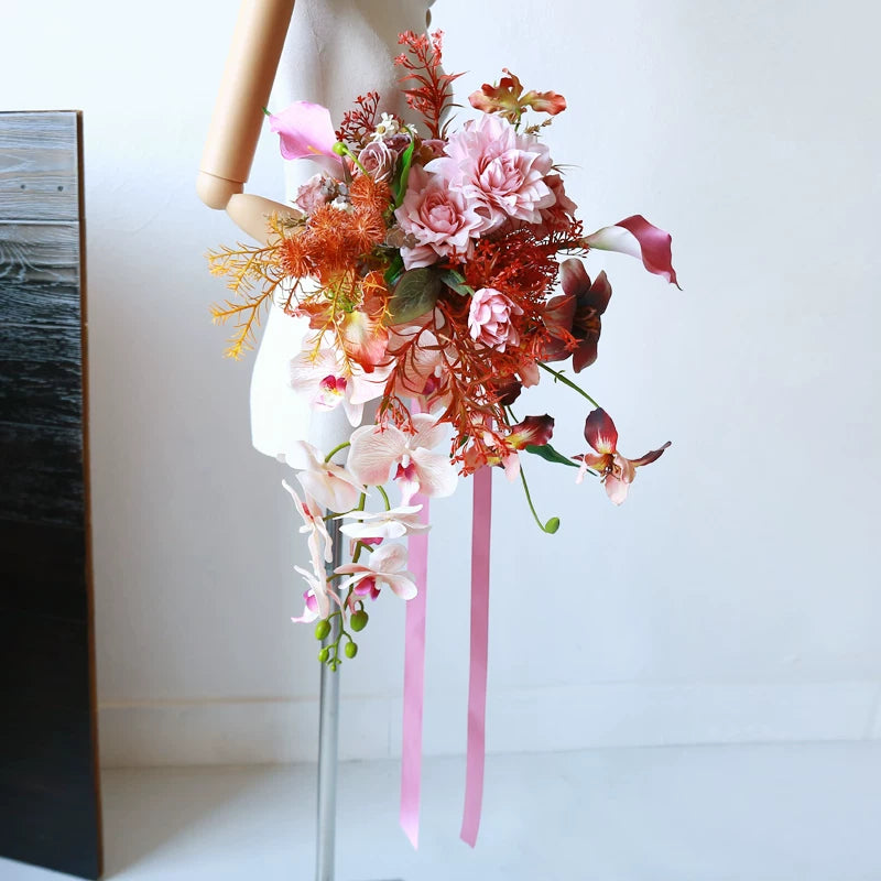 Pink Waterfall Wedding Bouquet Prop Large Artificial Flower