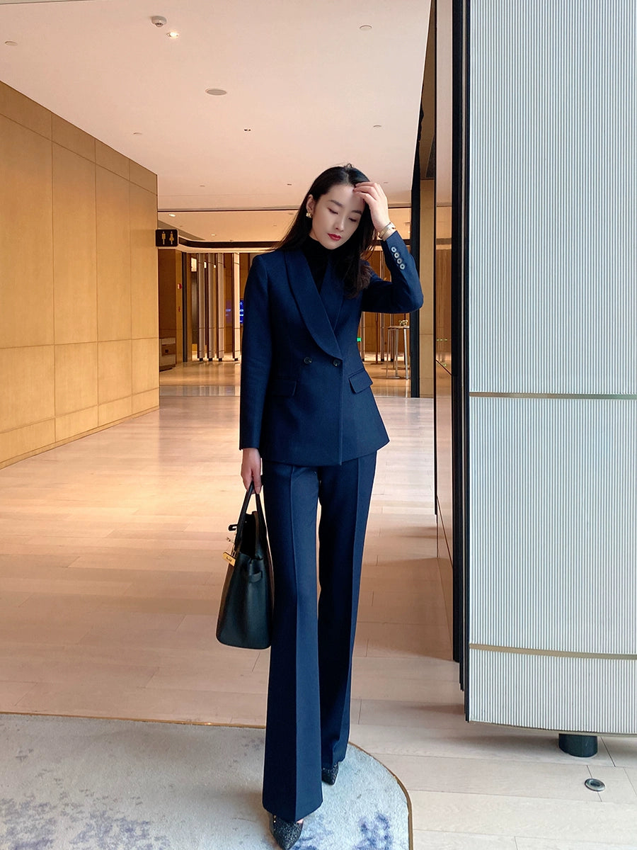 Women's Demi-Season Flared Trousers – Classic Office Suit Style
