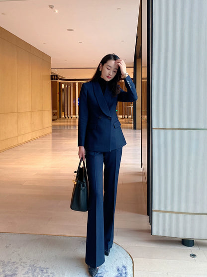 Women's Demi-Season Flared Trousers – Classic Office Suit Style