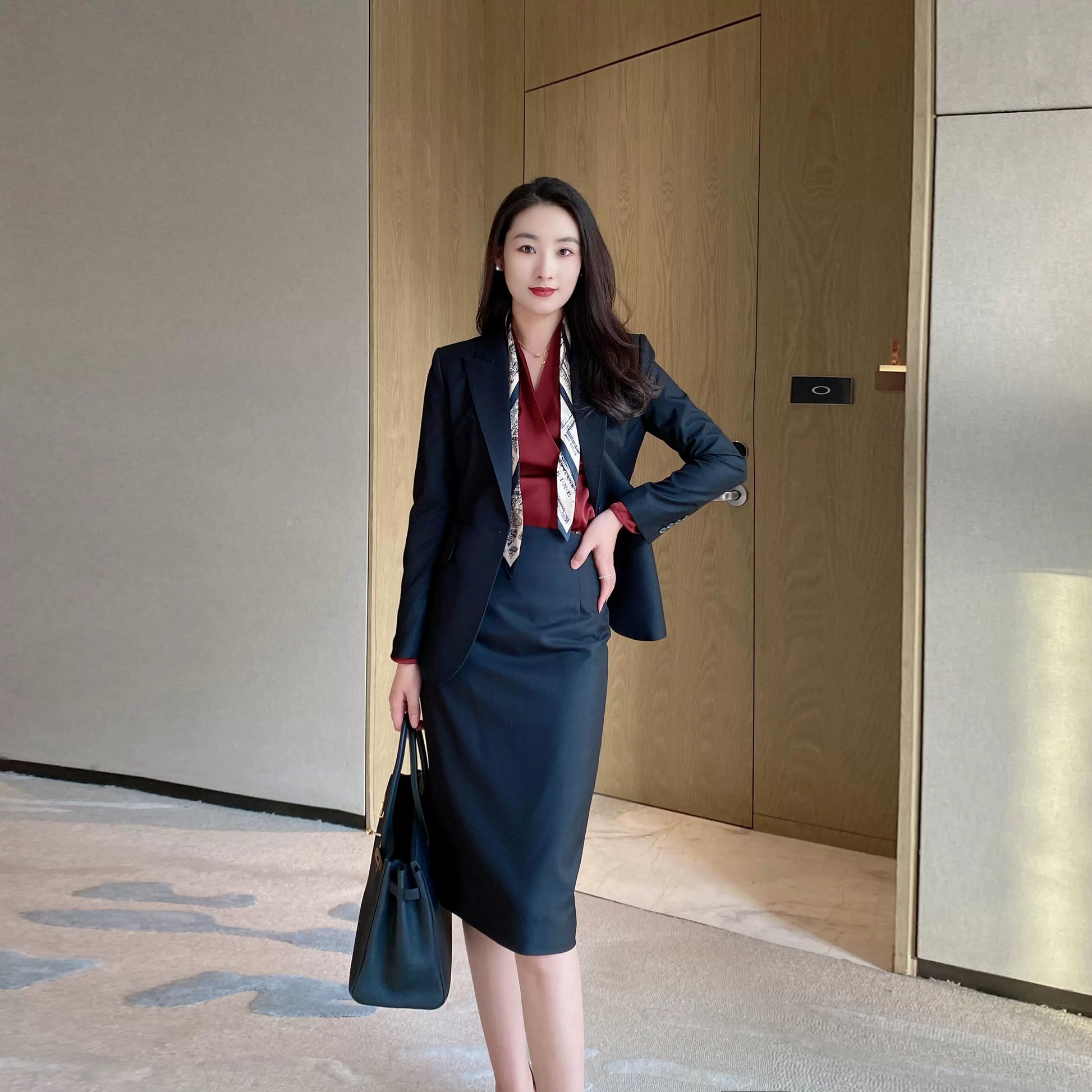 Spring Black Classic Women's Business Suit Set Premium Tailored Two‑Piece