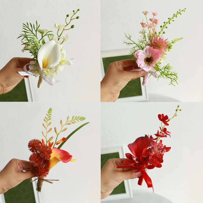 Groom Boutonniere Pin Wedding Lapel Flower Photo Prop
