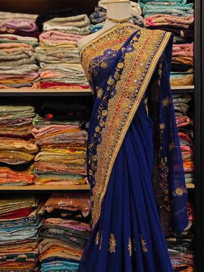 Indian Saree Beaded Embroidered