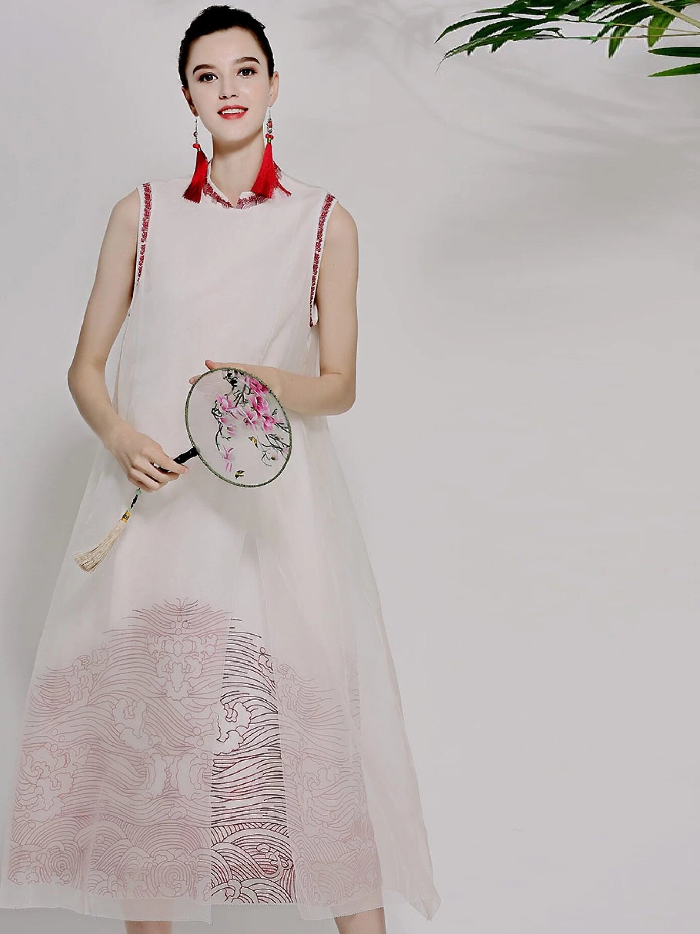 Women's Silk Organza Sleeveless Dress Vintage Summer Style