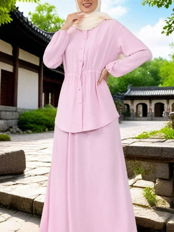 Arabic Long Cardigan Skirt Set