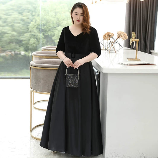 Black Satin Evening Dress