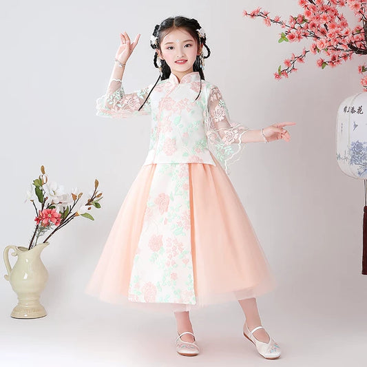 Traditional Chinese Hanfu Summer Dress for Children - Elegant Cultural Clothing