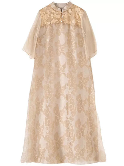 Chinese Summer Dress Vintage Embroidered Patchwork Zen Style