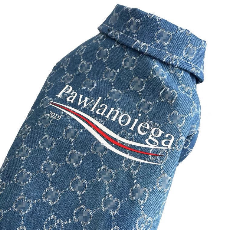 Pet Fashionable Spring Autumn Dog Shirt Blue Black Cute Dress