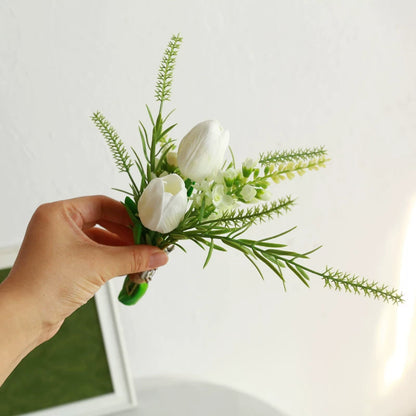 Groom Boutonniere Pin Wedding Lapel Flower Photo Prop