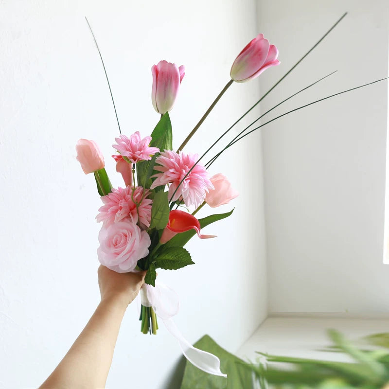 Artificial Wedding Bouquet Waterfall Handheld Flower Prop Decoration