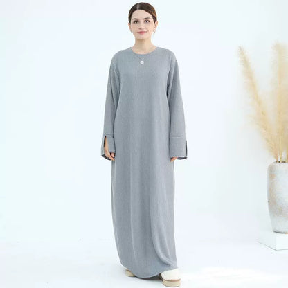 Ethnic Knitted Long Dress with Loose Fit, Autumn Winter