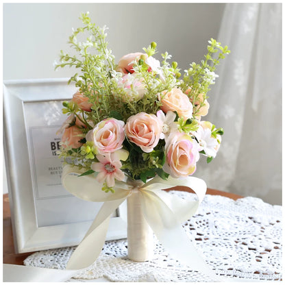 Artificial Wedding Bouquet Forest Style Transparent White Rose