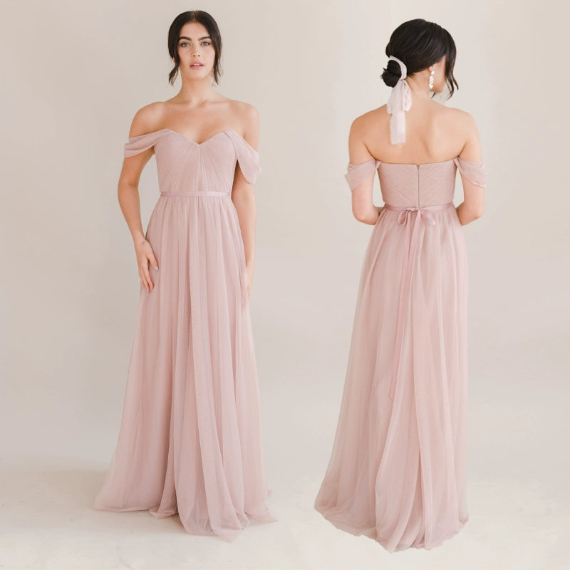 Pink Bridesmaid Mesh Dress
