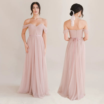 Pink Bridesmaid Mesh Dress