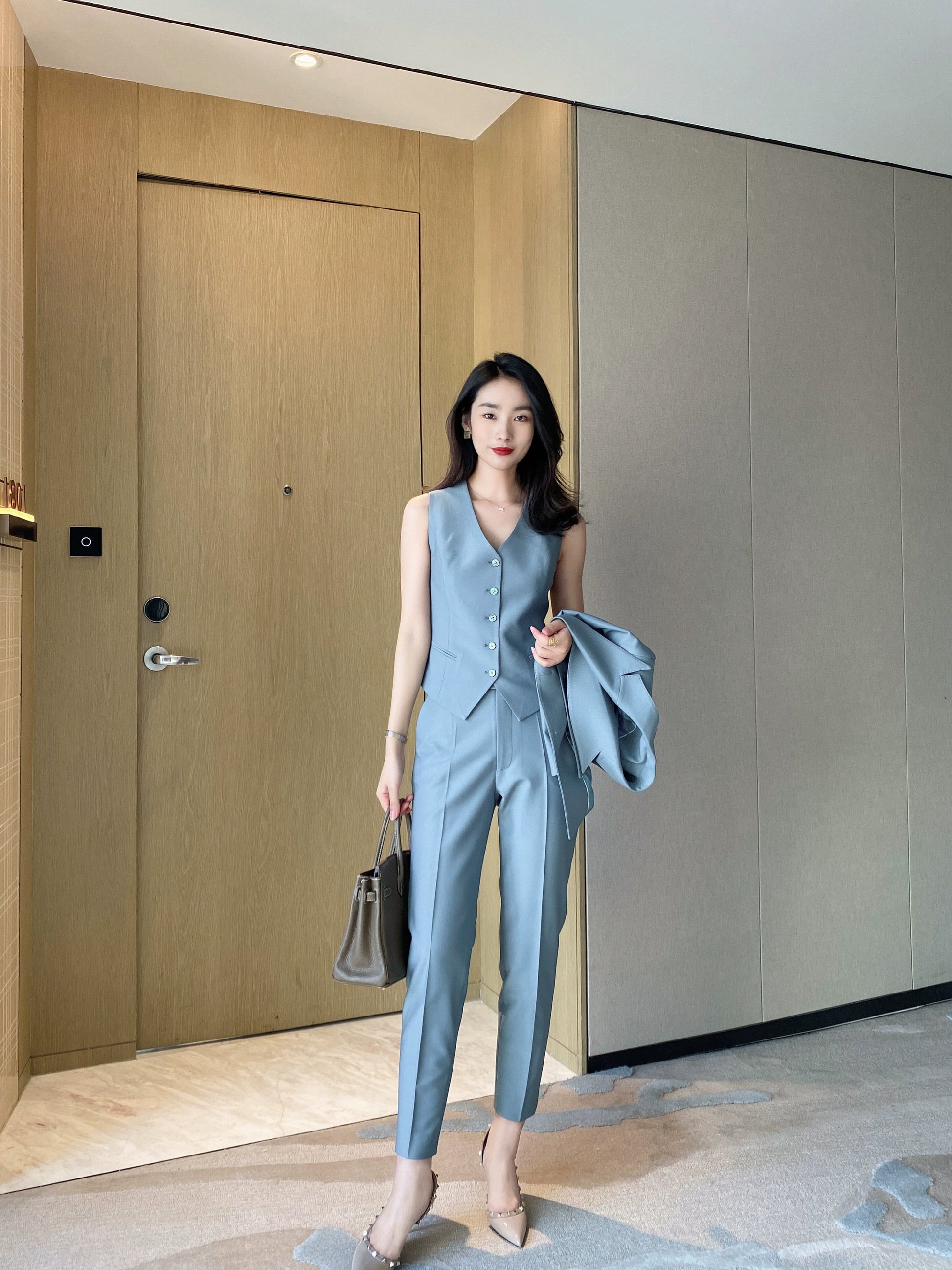 Elegant Korean-Style Spring Autumn Women's 3-Piece Suit Set
