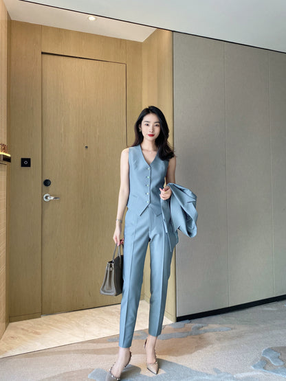 Elegant Korean-Style Spring Autumn Women's 3-Piece Suit Set