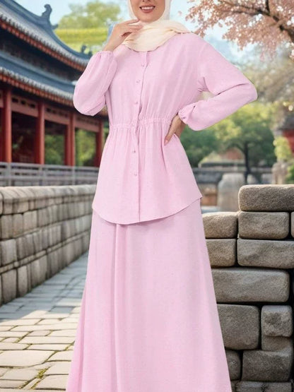 Arabic Long Cardigan Skirt Set