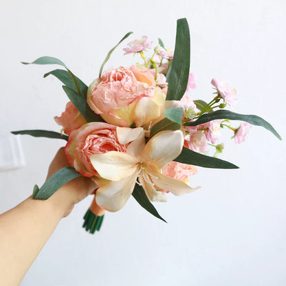Artificial Wedding Bouquet Forest Style Transparent White Rose