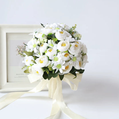 Artificial Wedding Bouquet Forest Style Transparent White Rose