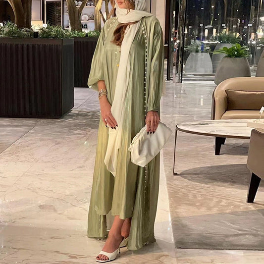 Elegant Arabic Evening Dress Set with Puff Sleeves