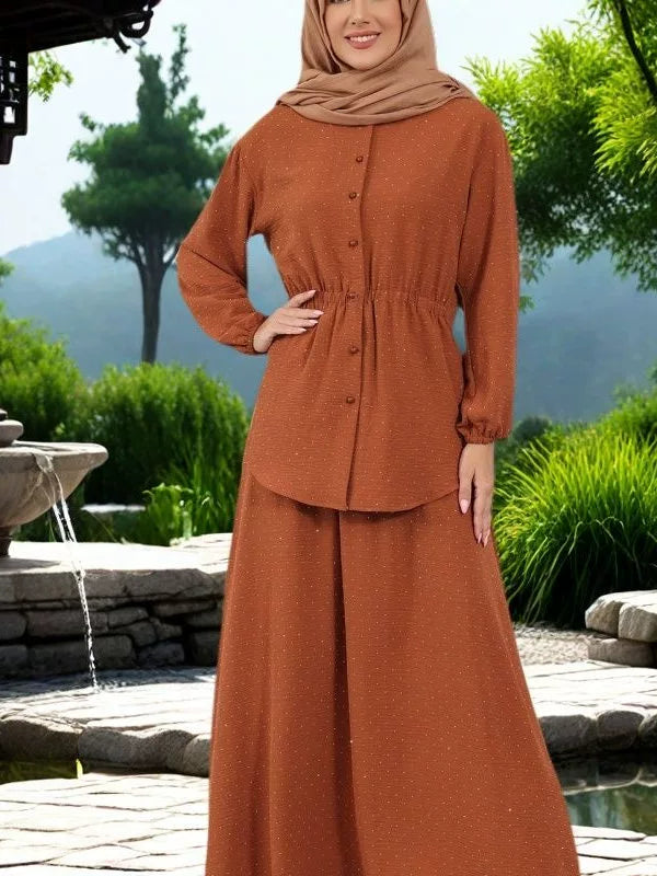 Arabic Long Cardigan Skirt Set