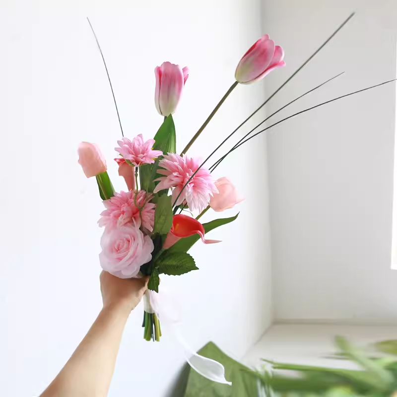 Artificial Wedding Bouquet Forest Style Transparent White Rose